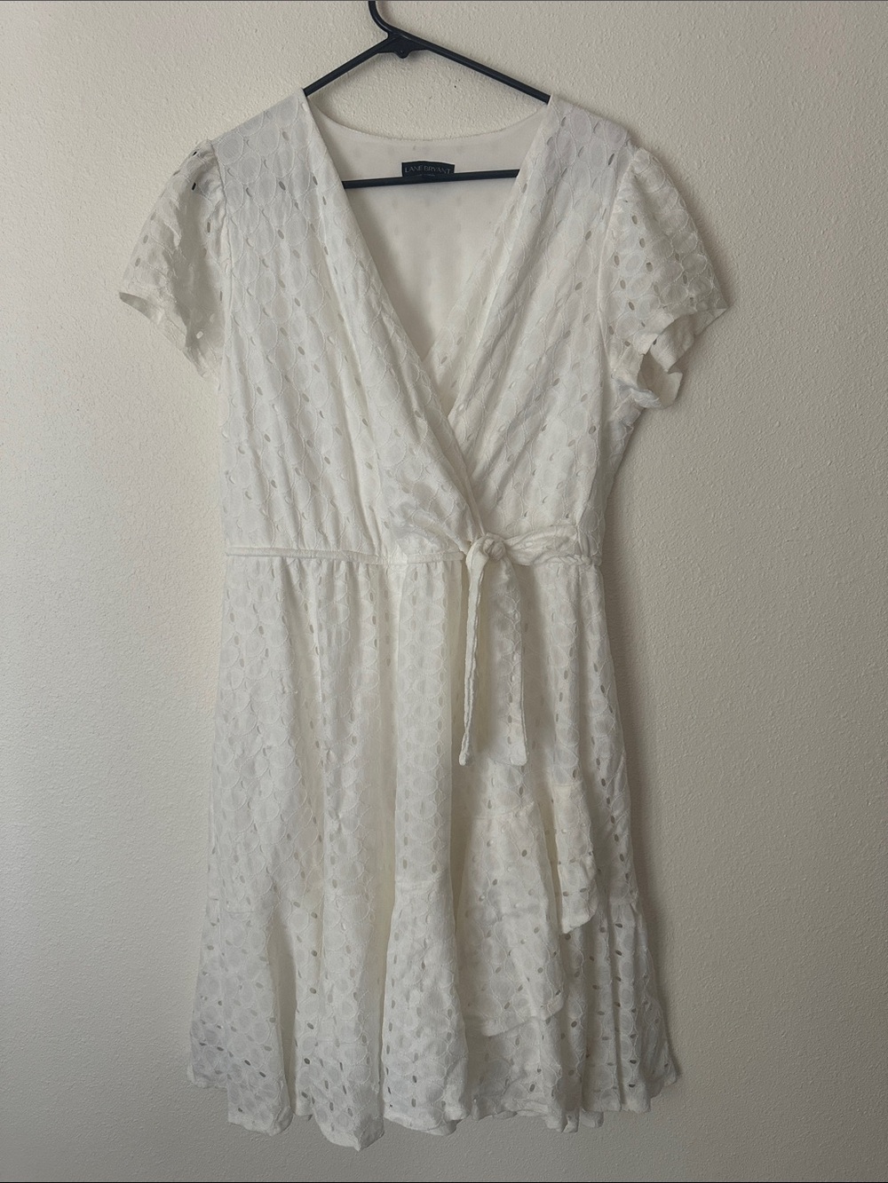 Lane Bryant White Eyelet Wrap-Style Midi Dress